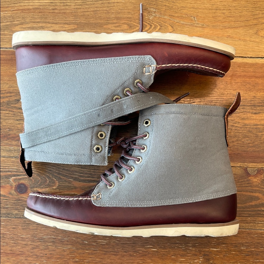 Psyberia | Endura Canvas & Leather Rain Boot 2.0 | Grey & Oxblood | Men’s 12